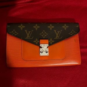 LOUIS VUITTON Piment Epi Leather Monogram Canvas Marie-Rose Clutch Wallet